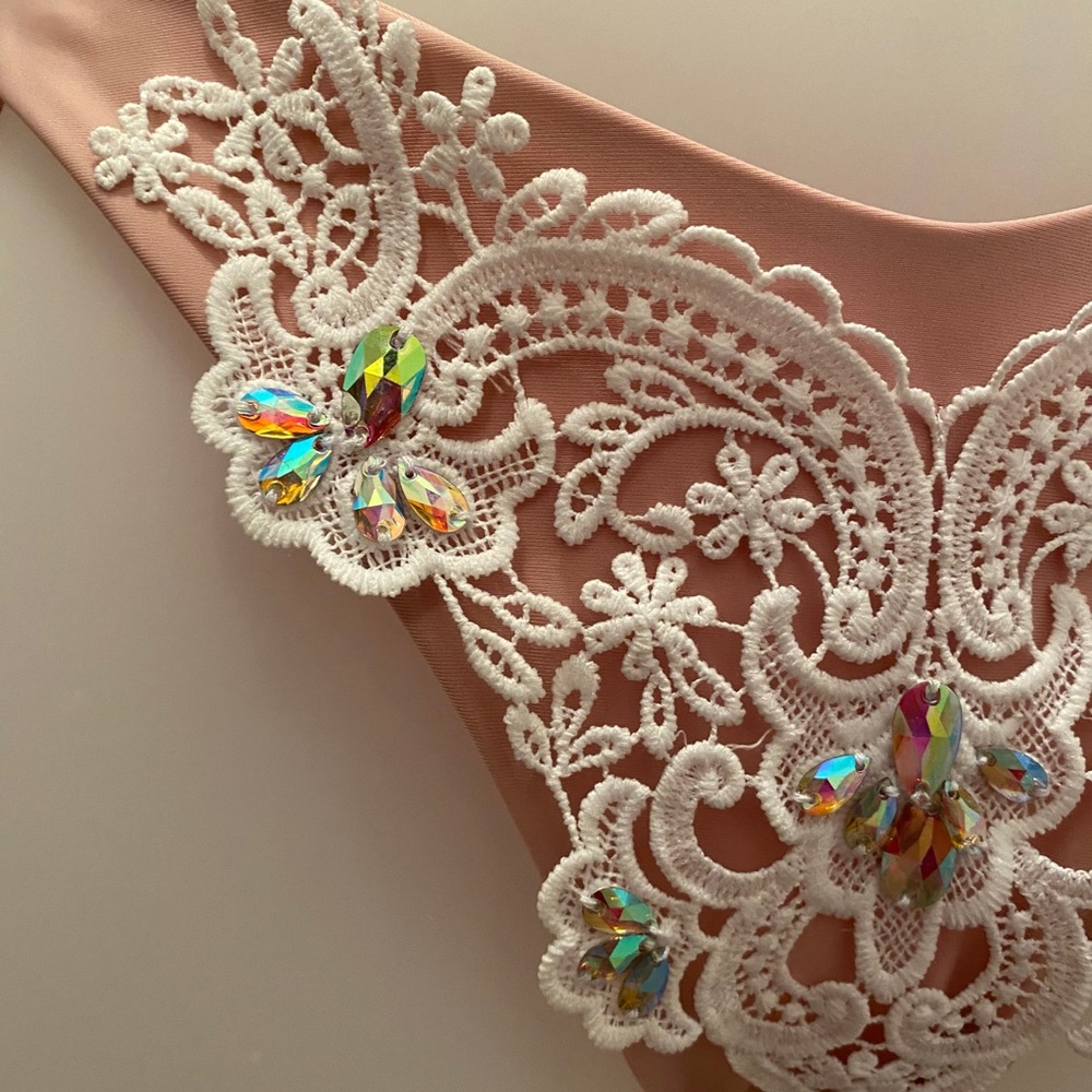Custom lace & crystal 2 piece bikini set - Picture 3 of 4